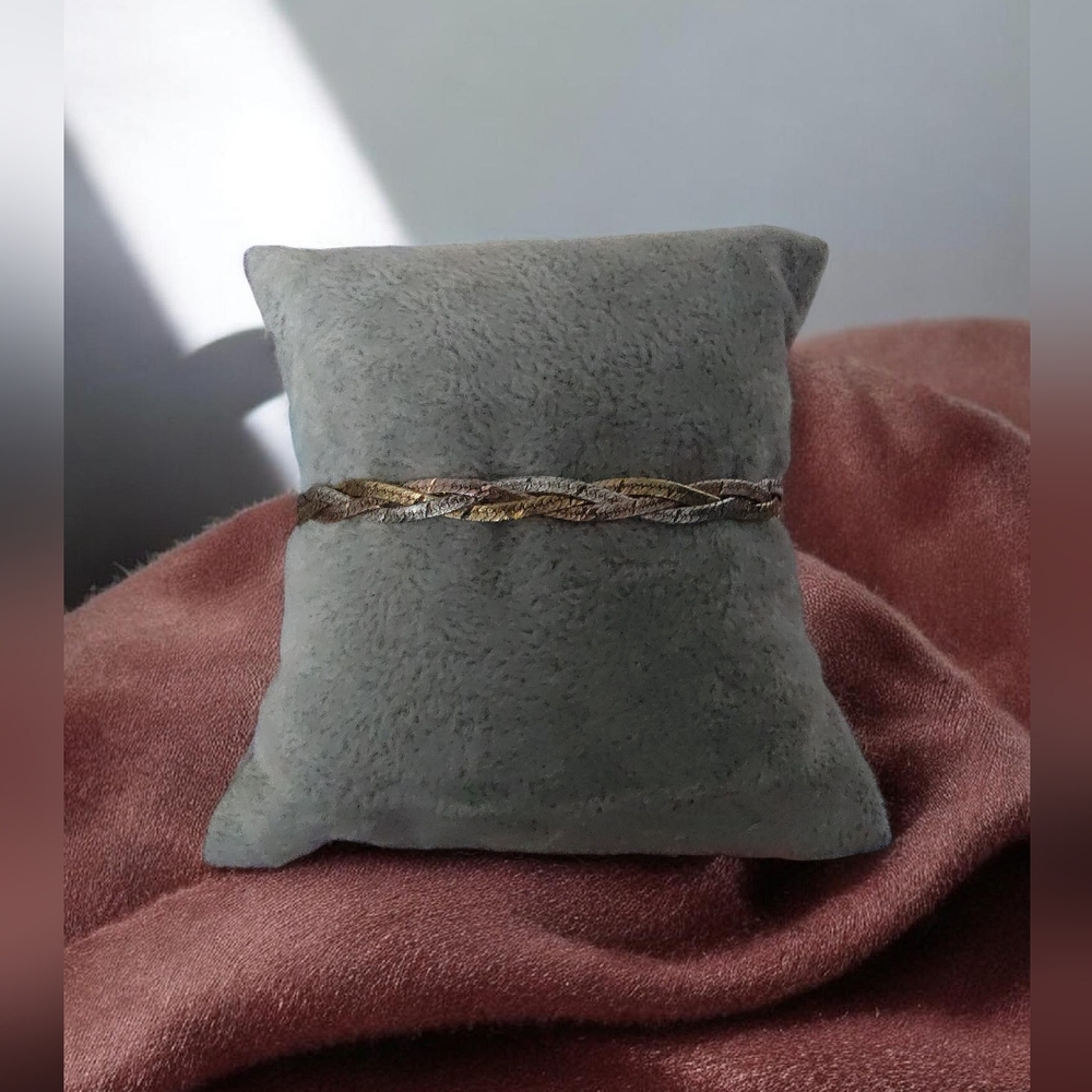 Sterling Silver Braided Bracelet 925 Italy | Textured Multi-Tone Design